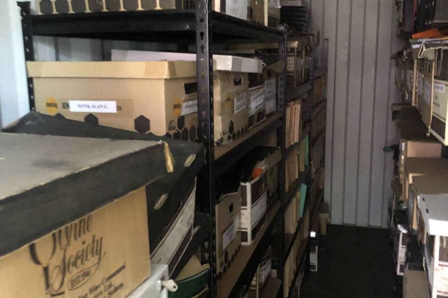 Shelves with restored boxes and old files
