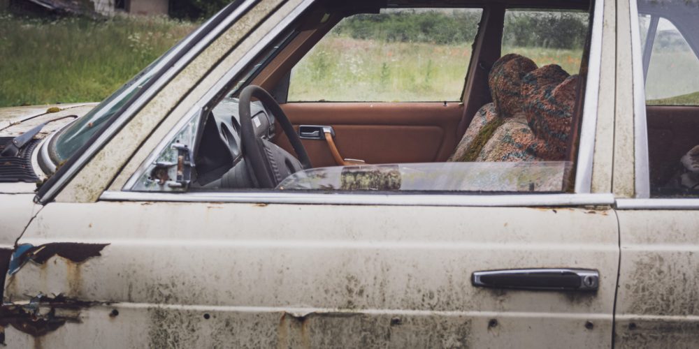 old damaged car